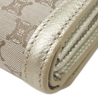Celine Chain Wallet Macadam Canvas Leather Beige Gold Shoulder Bag — view 4