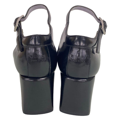 Gucci Pumps Black Leather Heels — view 3