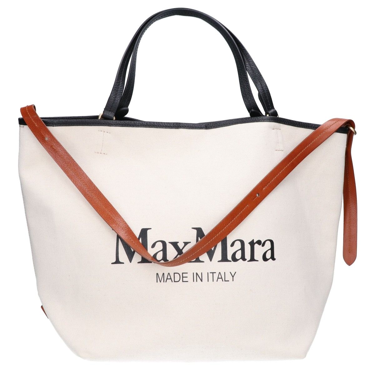 Max Mara Logo Canvas Leather 2-Way