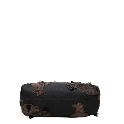 Prada Beads Flower Tote 2-Way Shoulder Bag Black Nylon — view 3