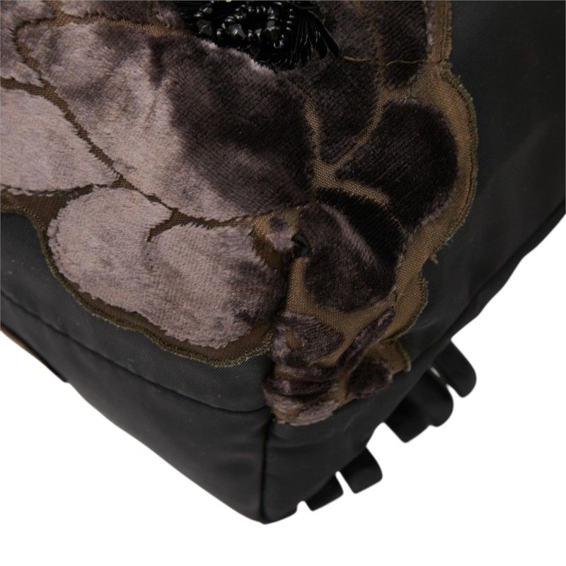 Prada Beads Flower Tote 2-Way Shoulder Bag Black Nylon — view 4