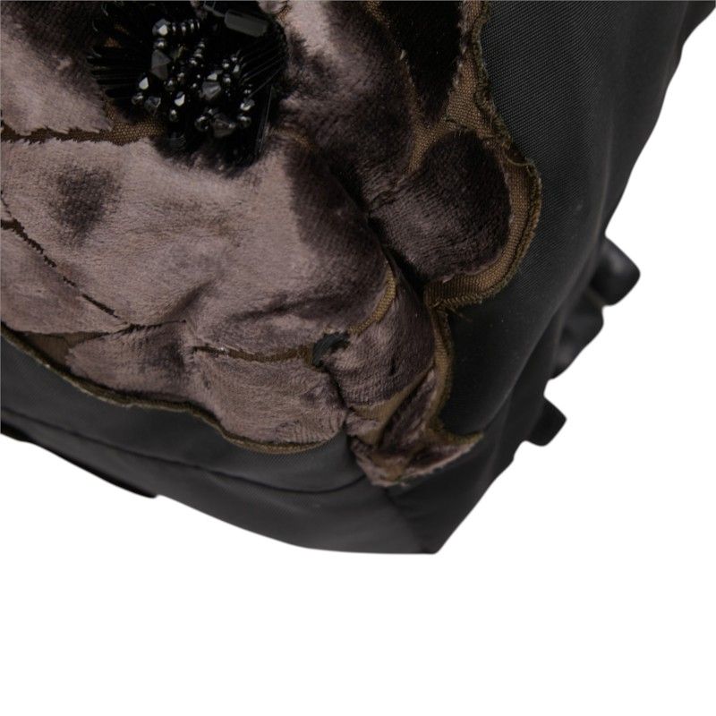 Prada Beads Flower Tote 2-Way Shoulder Bag Black Nylon — view 6