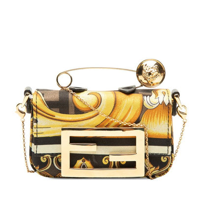 Fendi Nano Baguette Crossbody Chain Shoulder Bag Multicolor Nylon
