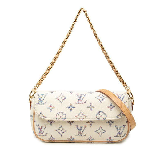 Louis Vuitton Monogram Jacquard Wallet on Chain Ivy 2-Way Shoulder Bag White