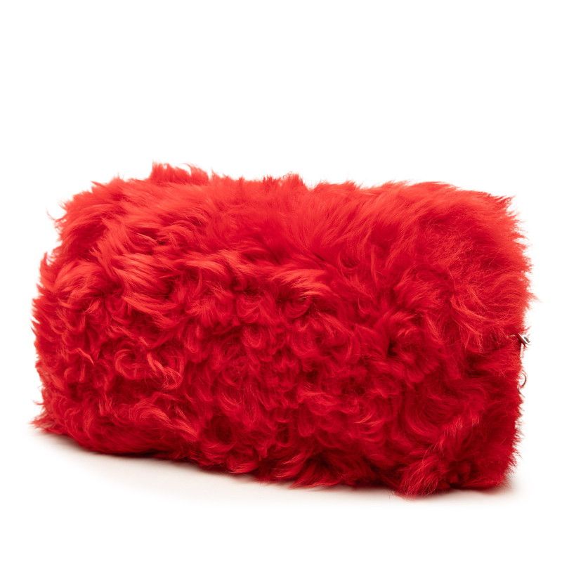 Miu Miu Crossbody Chain Shoulder Bag Red Fur Leather — view 2