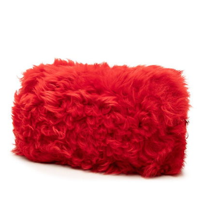 Miu Miu Crossbody Chain Shoulder Bag Red Fur Leather — view 2