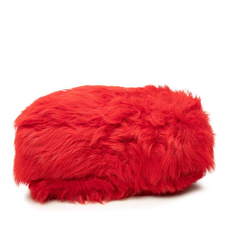 Miu Miu Crossbody Chain Shoulder Bag Red Fur Leather — view 3