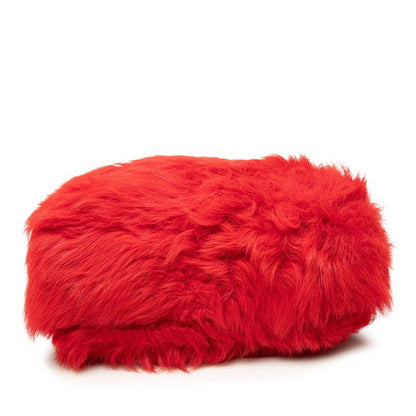 Miu Miu Crossbody Chain Shoulder Bag Red Fur Leather — view 3