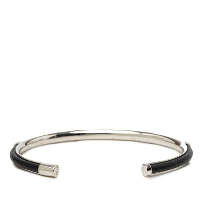 Dior Bangle Black Silver Leather Metal Bracelet — view 3