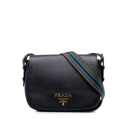 Prada Saffiano Crossbody Shoulder Bag Black Leather