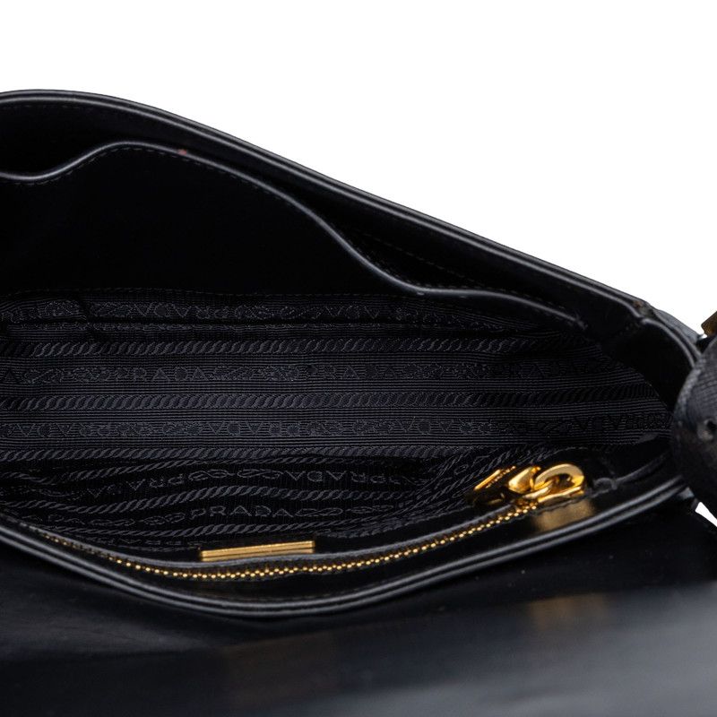 Prada Saffiano Crossbody Shoulder Bag Black Leather — view 4