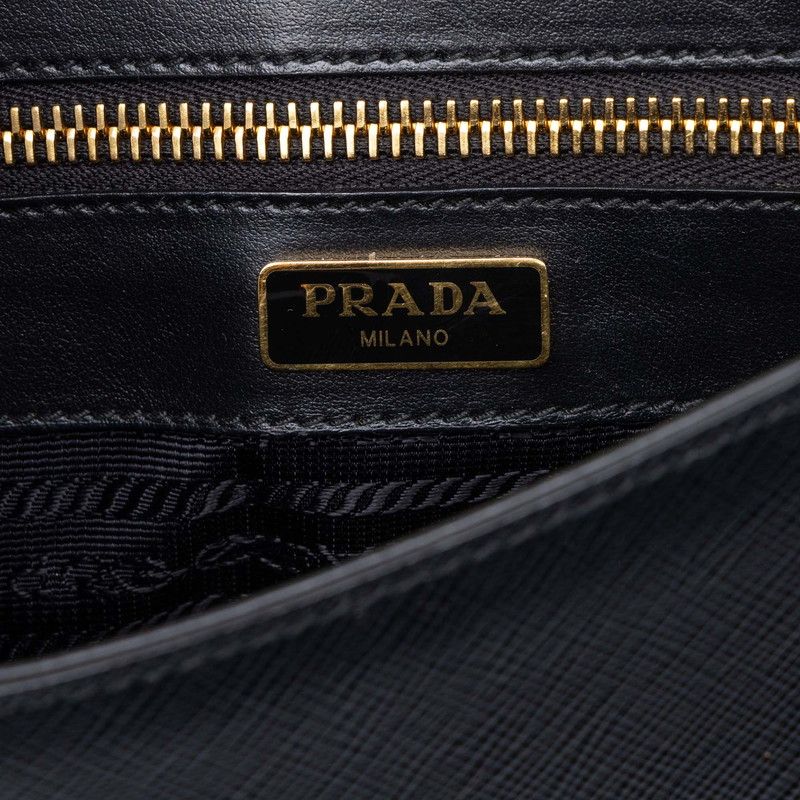 Prada Saffiano Crossbody Shoulder Bag Black Leather — view 5