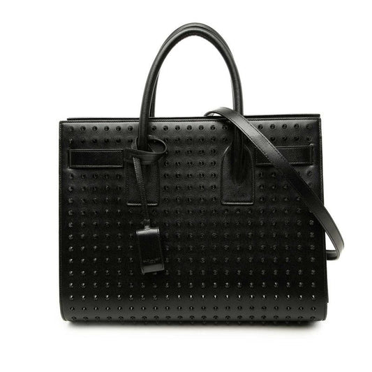 Saint Laurent Sac de Jour Studs 2-Way Shoulder Bag Black Leather