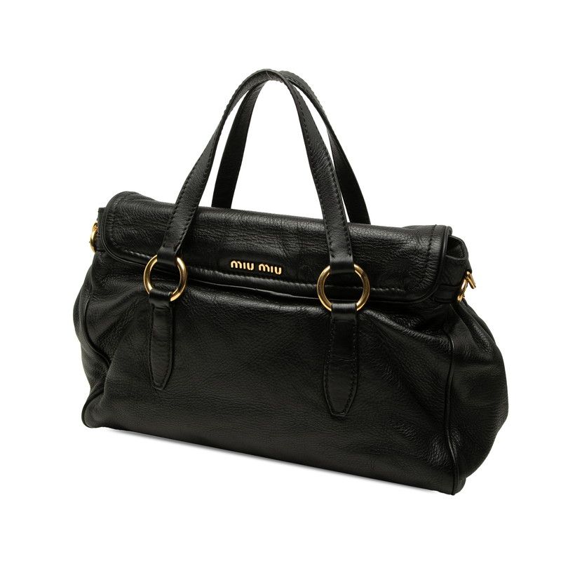 Miu Miu Chain Shoulder Bag 2-Way Black Leather — view 2