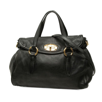 Miu Miu Chain Shoulder Bag 2-Way Black Leather