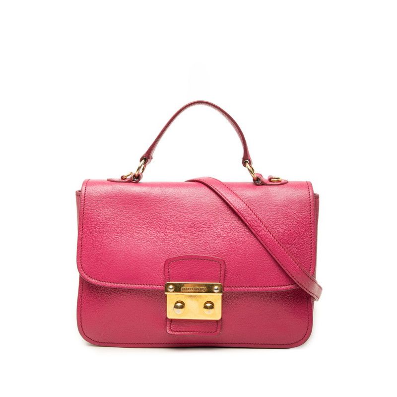 Miu Miu 2-Way Shoulder Bag Pink Leather