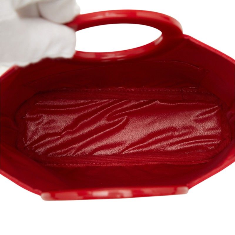 Celine Circle Handle Mini Handbag Red Nylon — view 6