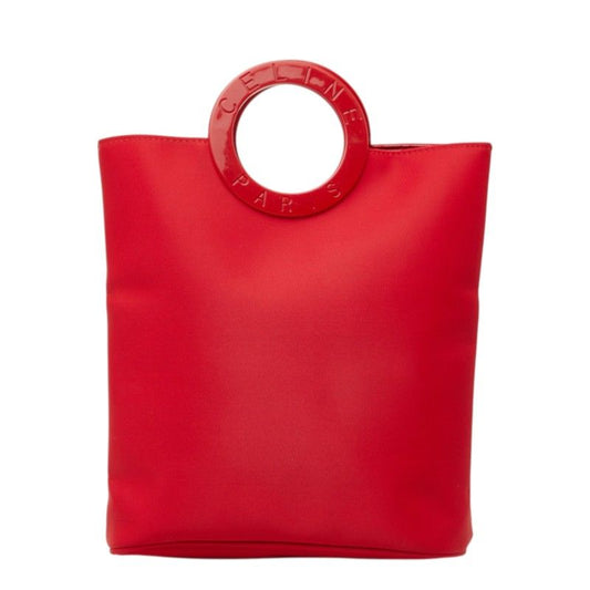 Celine Circle Handle Mini Handbag Red Nylon