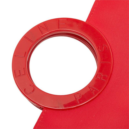 Celine Circle Handle Mini Handbag Red Nylon — view 7