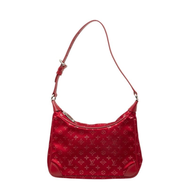 Louis Vuitton Monogram Satin Little Boulogne Handbag Bag Rouge Red