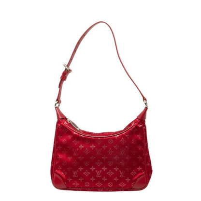 Louis Vuitton Monogram Satin Little Boulogne Handbag Bag Rouge Red
