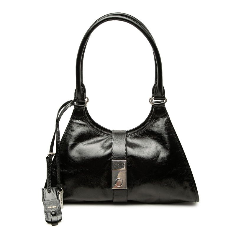 Prada Tote Shoulder Bag Black Leather