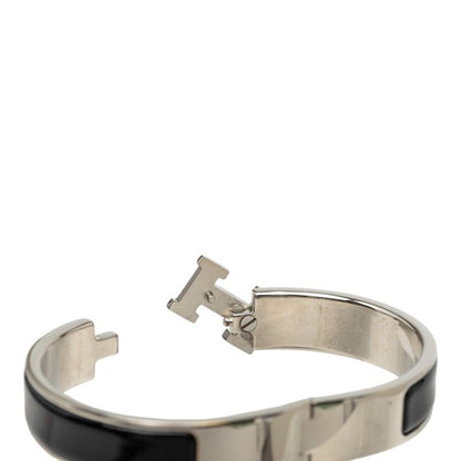 Hermes Clic H Bracelet Bangle Silver Black Metal Enamel — view 5
