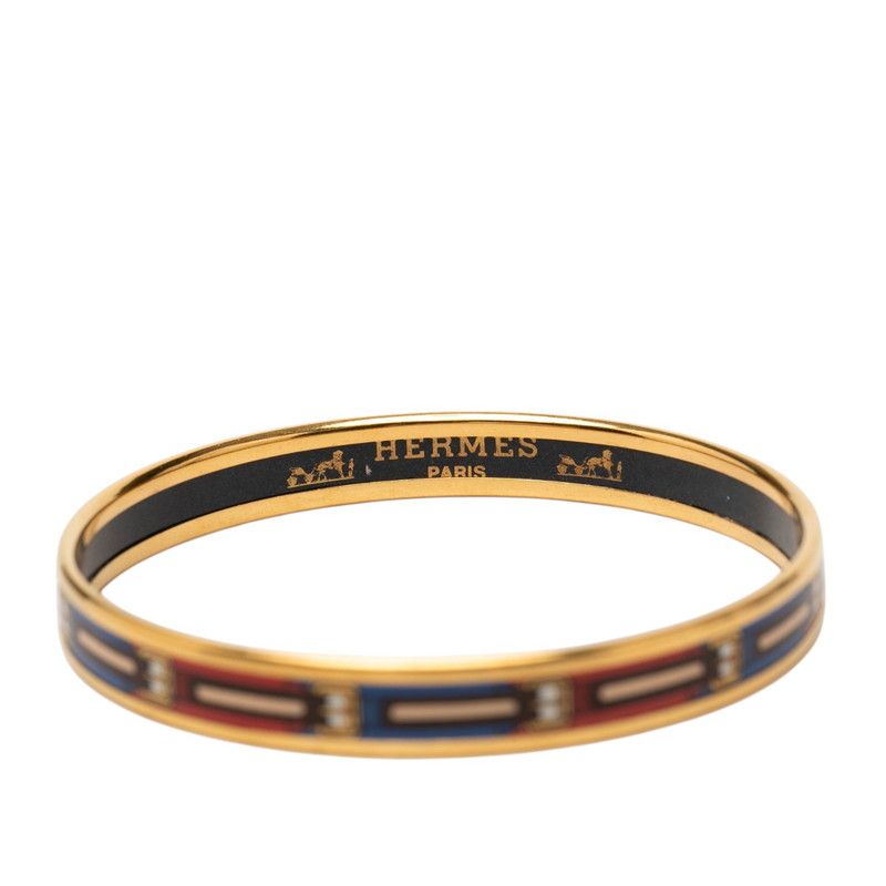 Hermes Enamel PM Cloisonne Bangle Gold Plated Bracelet — view 4