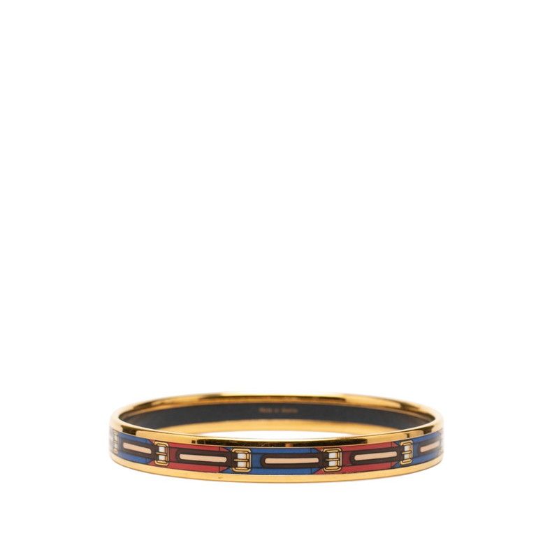 Hermes Enamel PM Cloisonne Bangle Gold Plated Bracelet — view 3