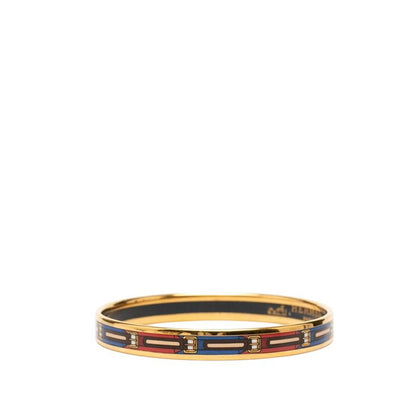 Hermes Enamel PM Cloisonne Bangle Gold Plated Bracelet — view 2