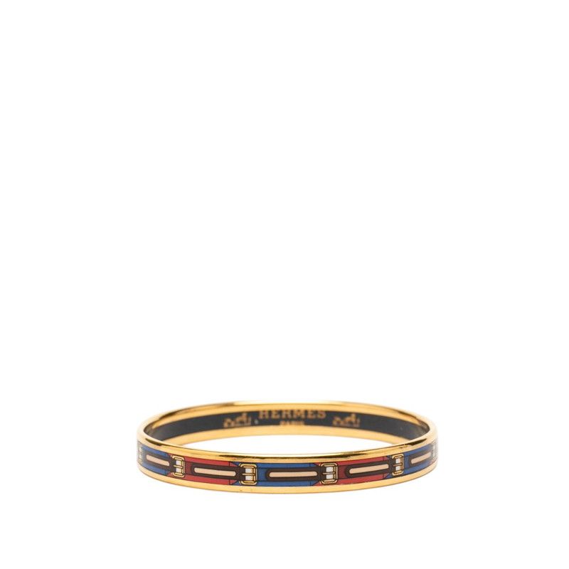 Hermes Enamel PM Cloisonne Bangle Gold Plated Bracelet