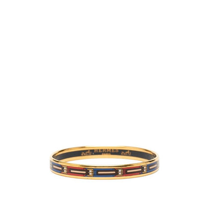 Hermes Enamel PM Cloisonne Bangle Gold Plated Bracelet