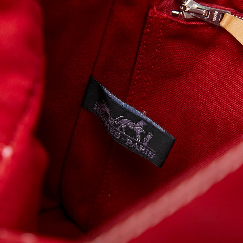 Hermes Deauville Tote Bag PM Red Cotton — view 7