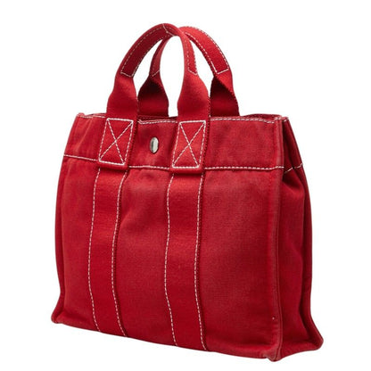 Hermes Deauville Tote Bag PM Red Cotton — view 2
