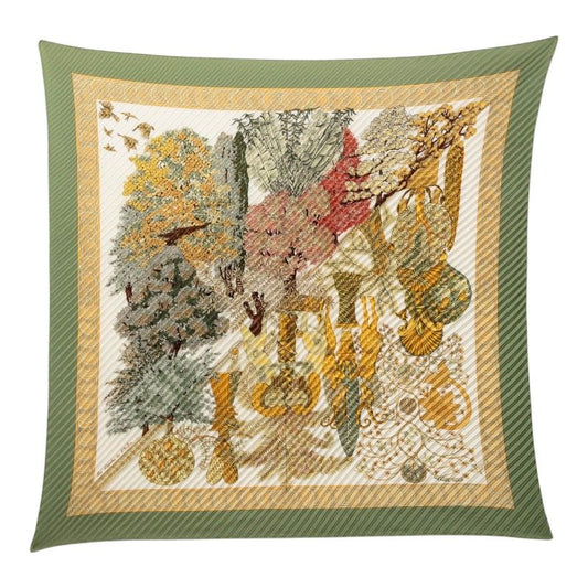 Hermes Carre 90 Pleated les Legendes de L'arbre Wood Legend Scarf Large