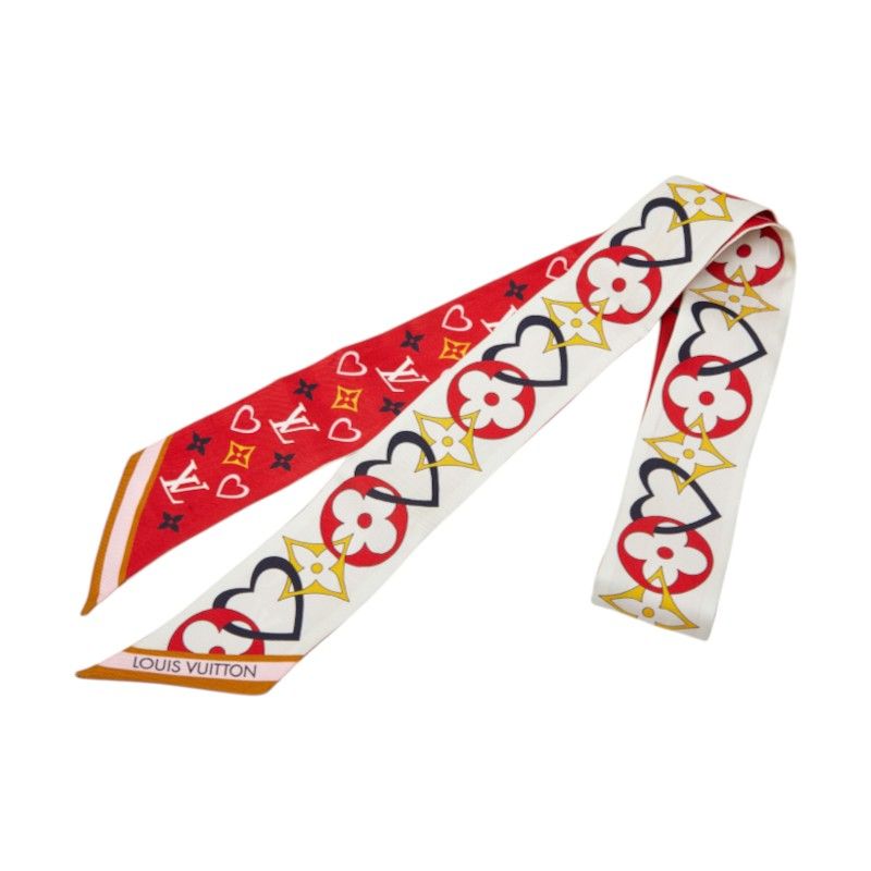 Louis Vuitton Monogram Bandeau BB My True LV Scarf Narrow Red White — view 2