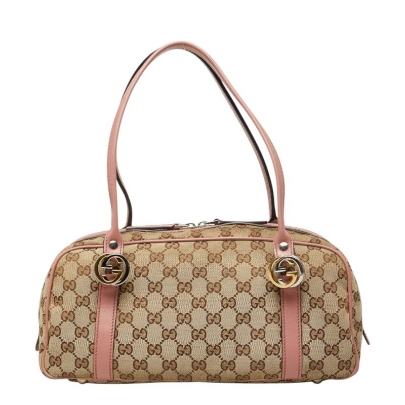 Gucci GG Canvas Twins Handbag Beige Pink