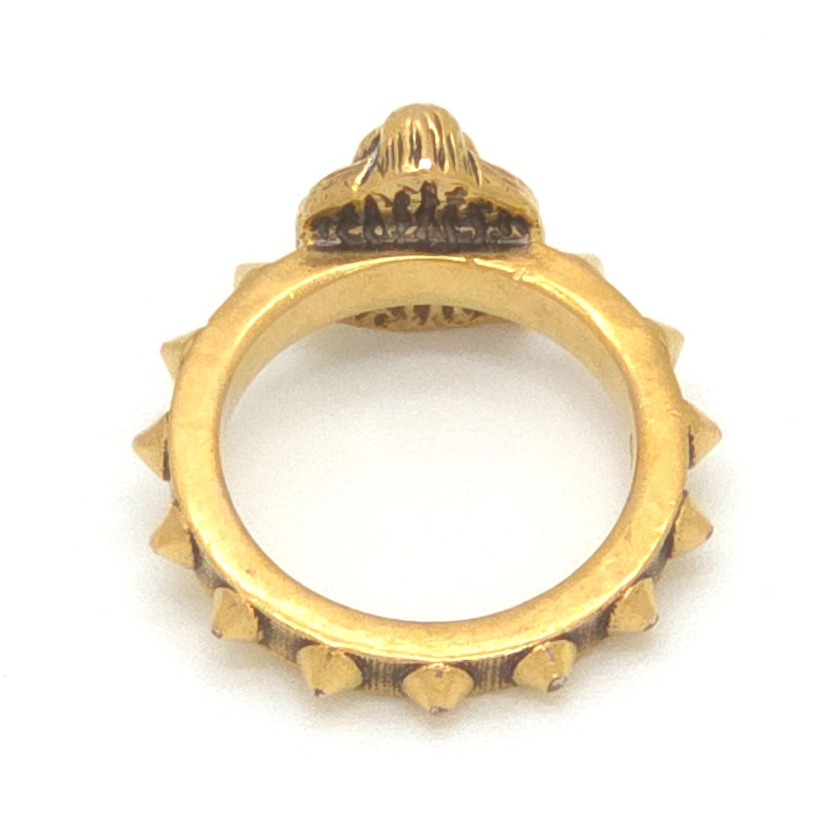 Gucci Cat Head Studs Ring Gold Tone Metal Aging Finish — view 6