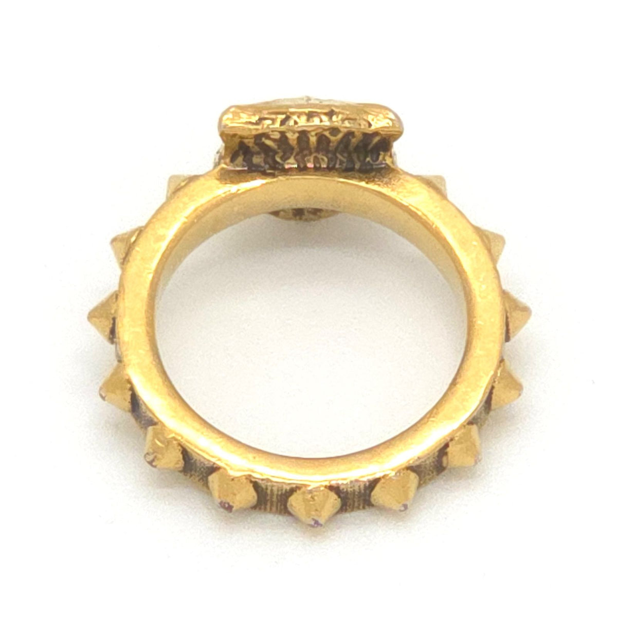 Gucci Cat Head Studs Ring Gold Tone Metal Aging Finish — view 5