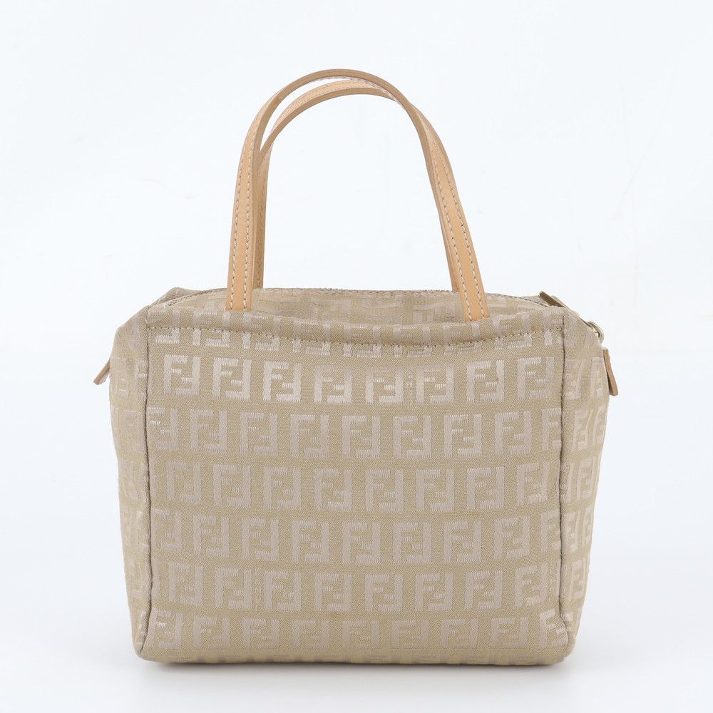 Fendi Zucchino FF Canvas Leather Handbag Tote — view 3