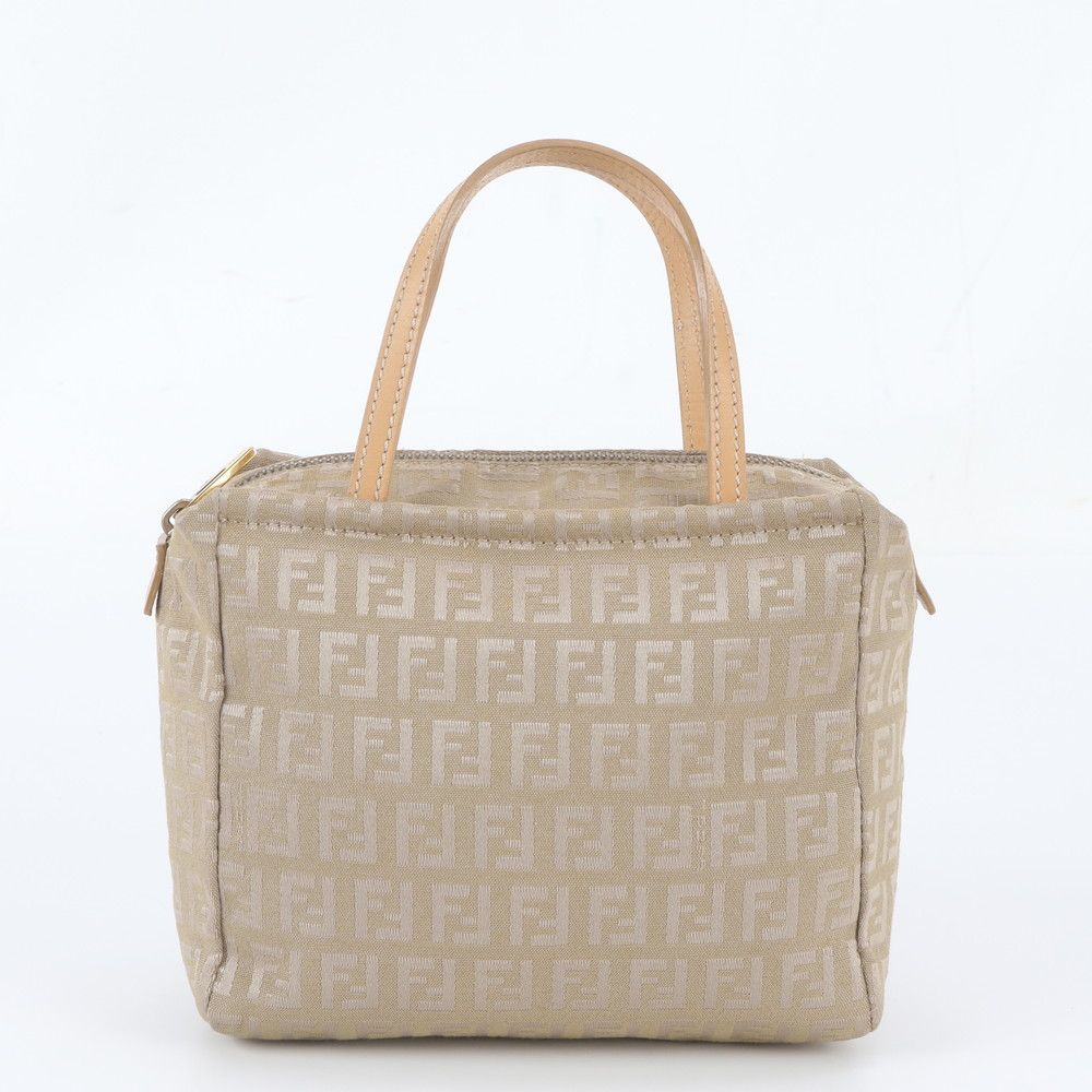 Fendi Zucchino FF Canvas Leather Handbag Tote