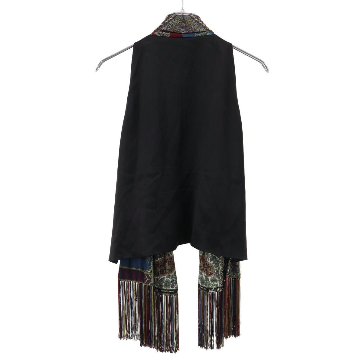 Hermes by Jean Paul Gaultier Paisley Fringe Vest Black Mix 40 — view 2