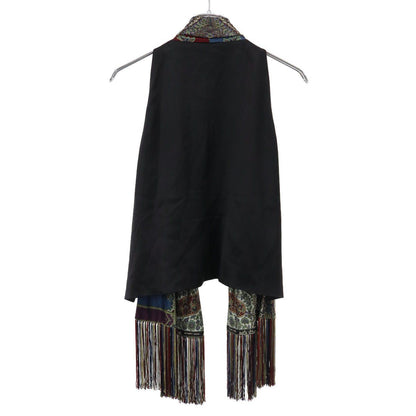 Hermes by Jean Paul Gaultier Paisley Fringe Vest Black Mix 40 — view 2