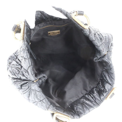 Miu Miu Matelasse Leather Tote Bag Shoulder Hand Black — view 7