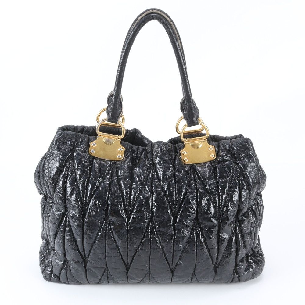 Miu Miu Matelasse Leather Tote Bag Shoulder Hand Black — view 3