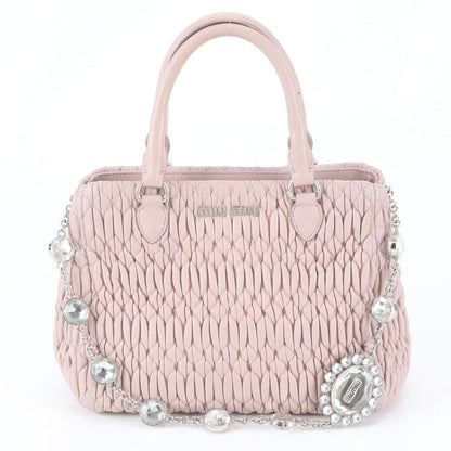 Miu Miu Matelasse Nappa Crystal Leather 2-Way Tote Bag Shoulder