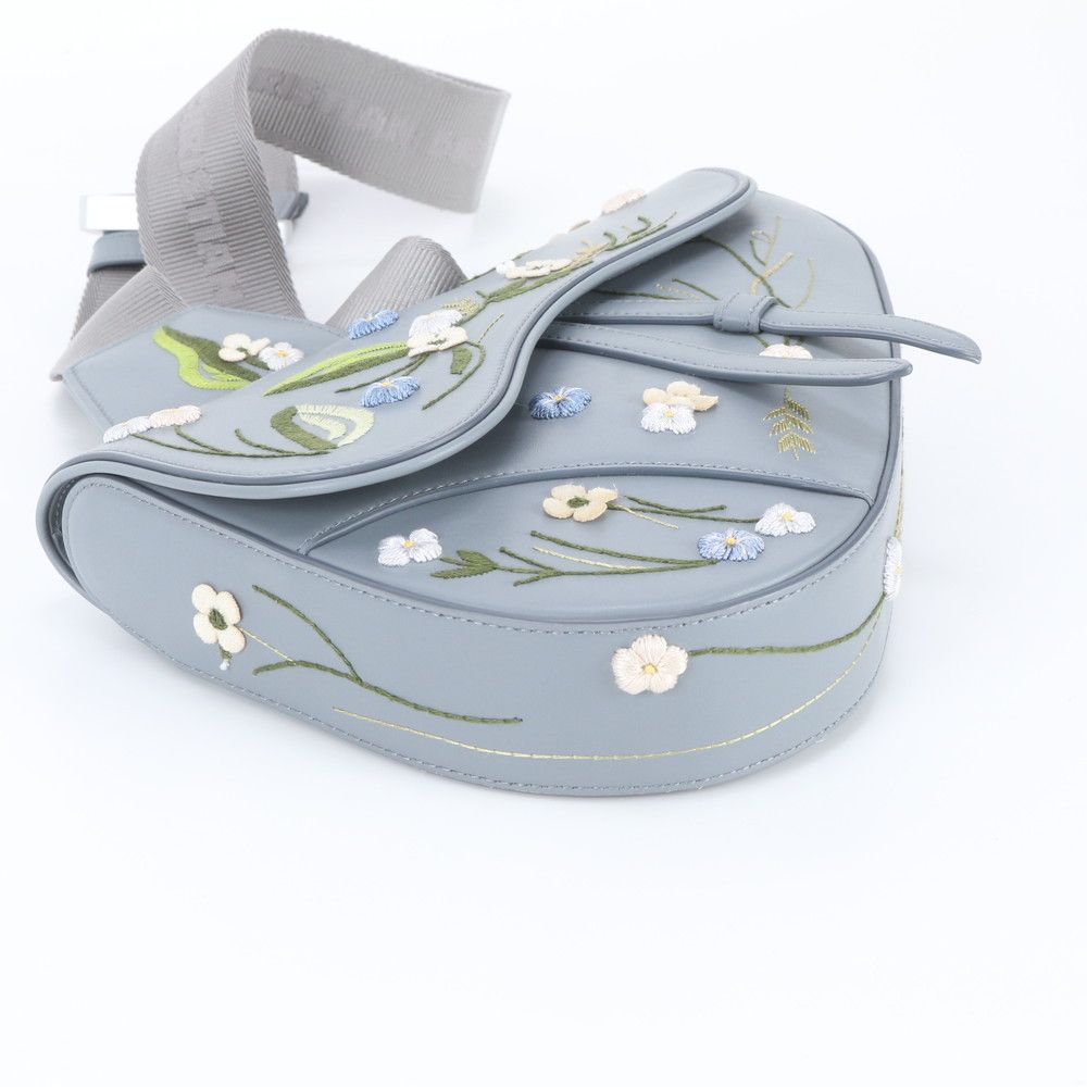 Dior Saddle Flower Embroidery Leather Shoulder Bag — view 5
