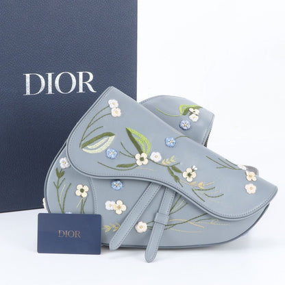 Dior Saddle Flower Embroidery Leather Shoulder Bag