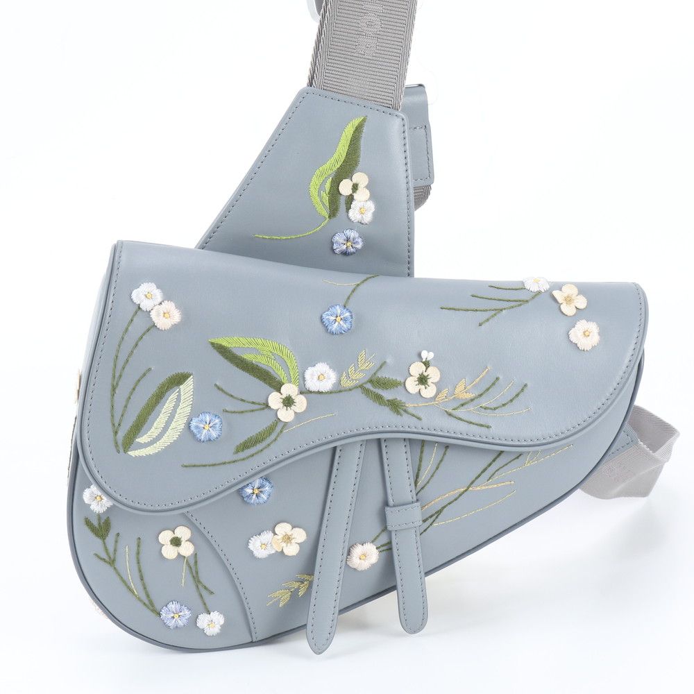 Dior Saddle Flower Embroidery Leather Shoulder Bag — view 2