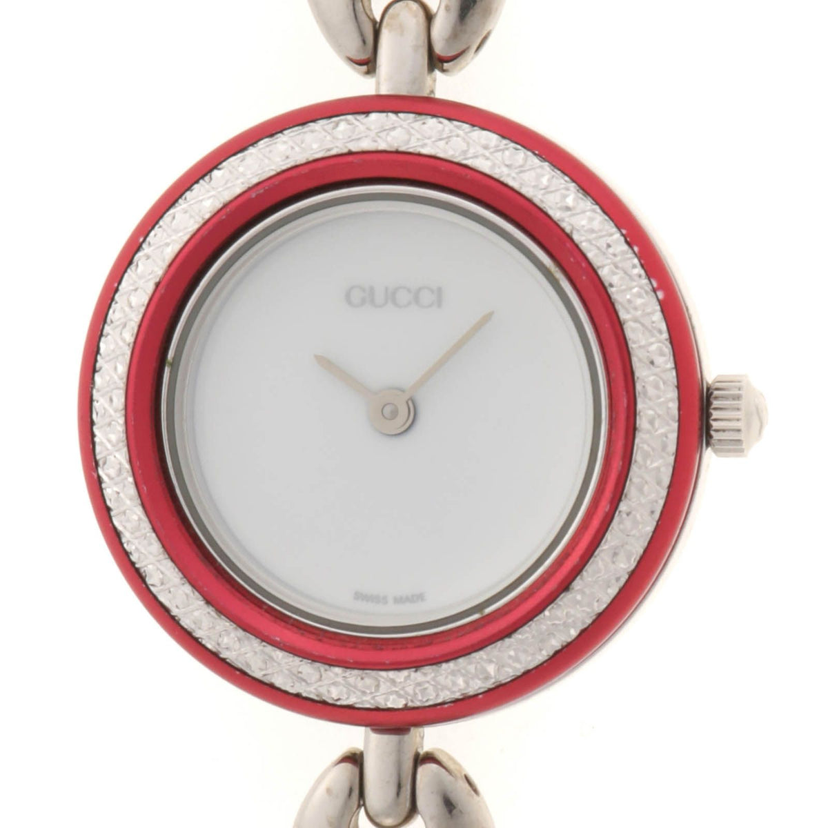Gucci Change Bezel Chain Type 11/12.2 Watch Stainless Steel White Quartz